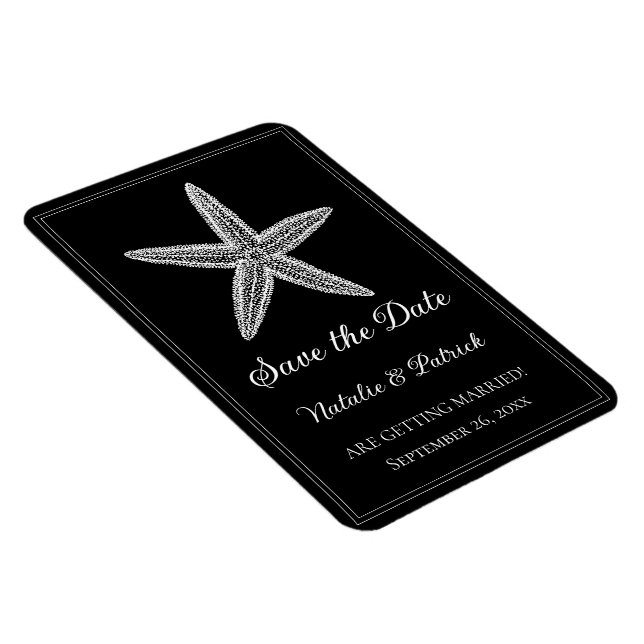 Black Starfish Save the Date Magnet (Right Side)
