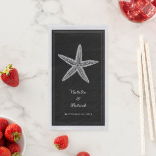 Black Starfish Wedding Napkin