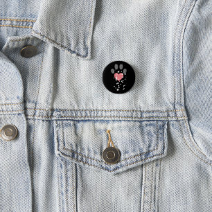 Black Starlight Pink Heart Paw Print Dog 3 Cm Round Badge