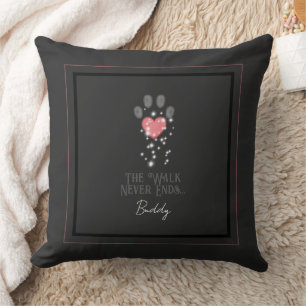 Black Starlight Pink Heart Paw Print Dog Memorial Cushion