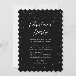 Black Starry Christmas Party Invitation