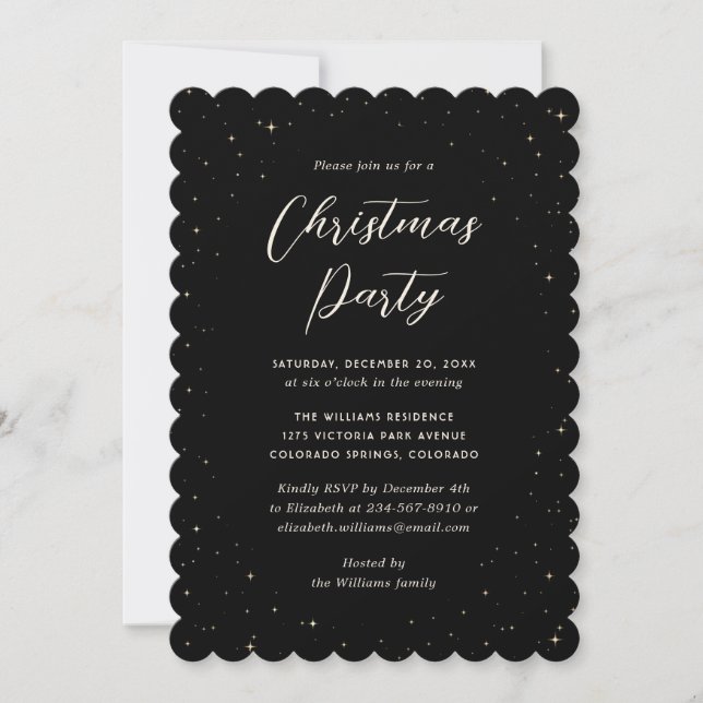 Black Starry Christmas Party Invitation (Front)
