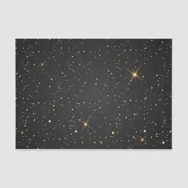 Black Starry Night Abstract Galaxy  Tissue Paper (Front)