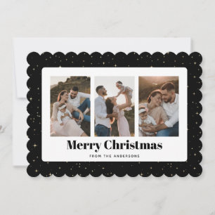 Black Starry Night Photo Merry Christmas Card