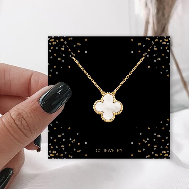 Black Stars Jewelry Necklace Display Square Business Card (Creator Uploaded)