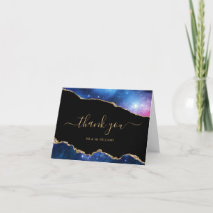 Black & Stars Navy Blue Gold Thank You Card
