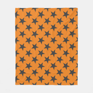 Black Stars on Pumpkin Fleece Blanket