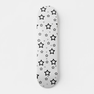 Black Stars on White Background: Skateboard