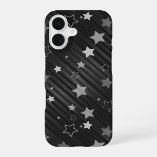 Black Stars Pattern iPhone 16 Case