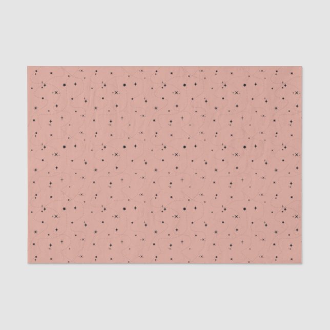 black stars pattern old rose tissue paper (Front)