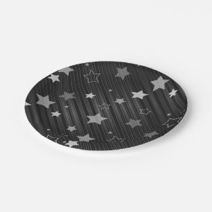 Black Stars Pattern Paper Plate