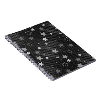 Black Stars Pattern Spiral Notebook