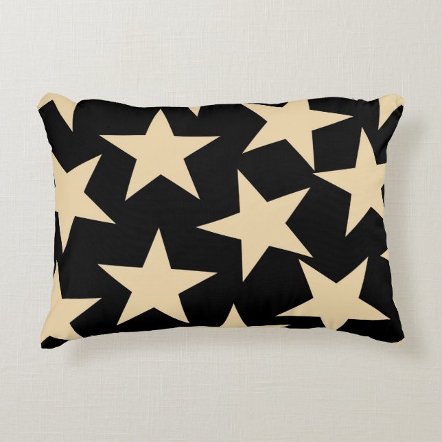 Black Stars Pillow for Elegant Home Decor (Front)