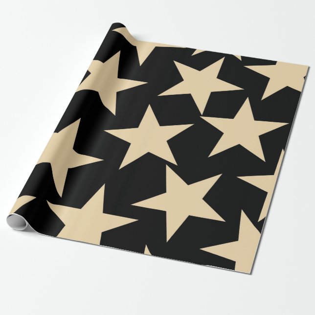 Black Stars Wrapping Paper for Elegant Gift Wrap (Unrolled)