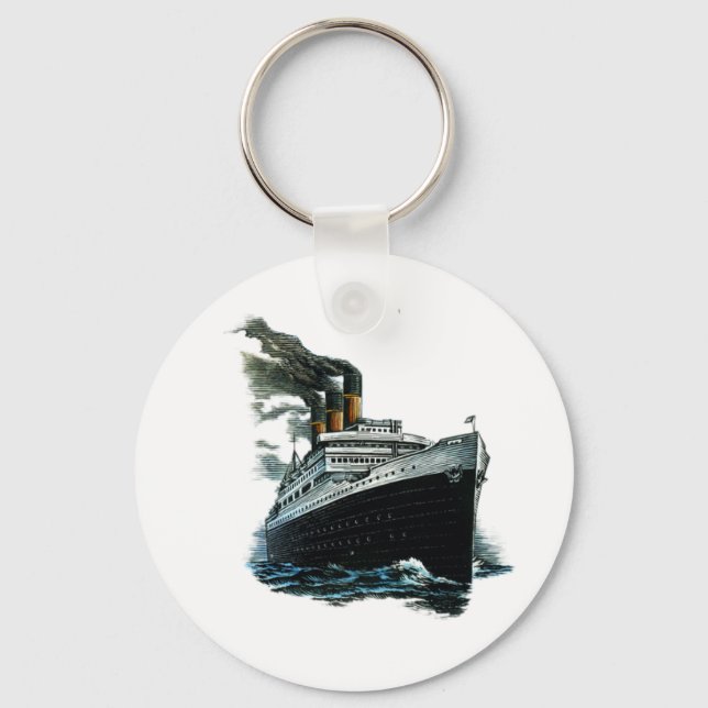 Black steamer ship key ring (Front)