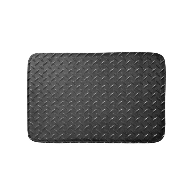 Black steel, fluted metallic texture. bath mat (Front)
