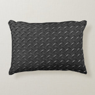 Black steel, fluted metallic texture. decorative cushion