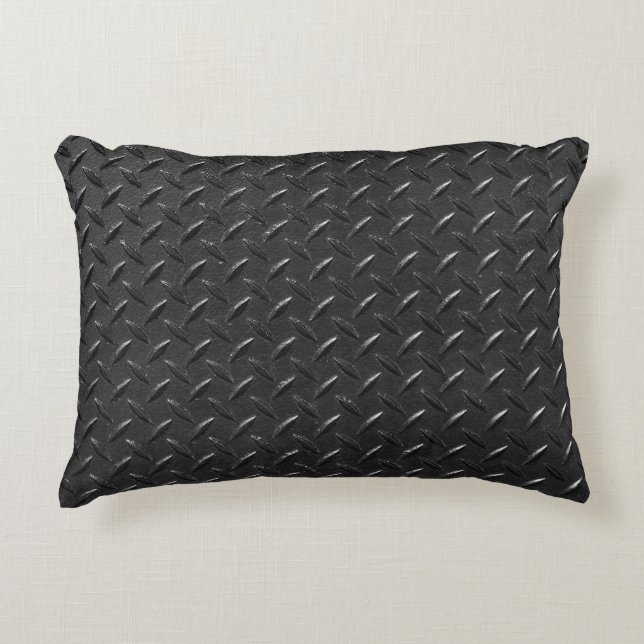 Black steel, fluted metallic texture. decorative cushion (Front)