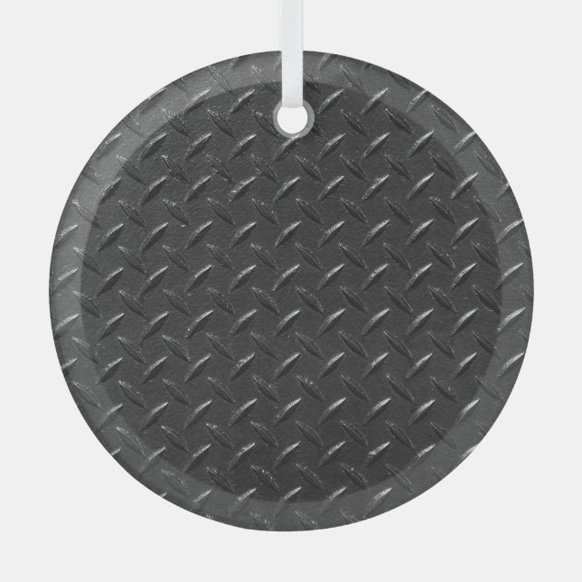 Black steel, fluted metallic texture. glass tree decoration (Front)