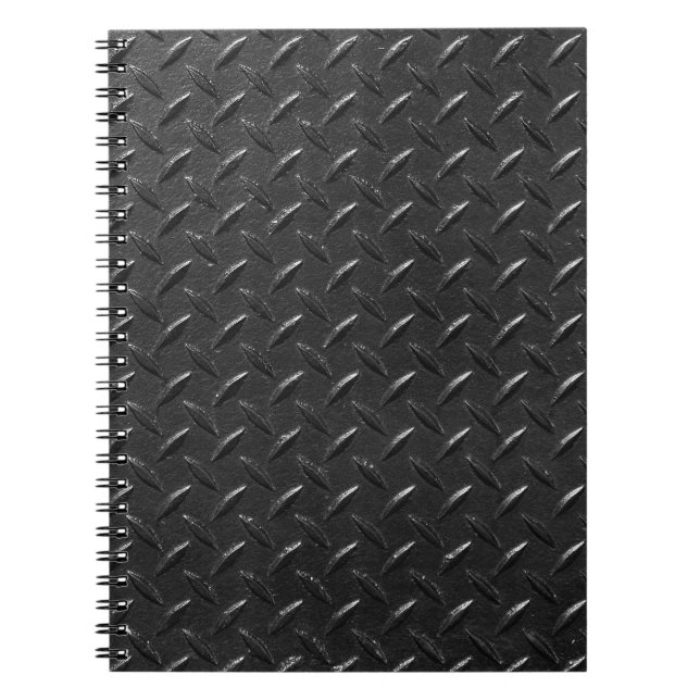 Black steel, fluted metallic texture. notebook (Front)