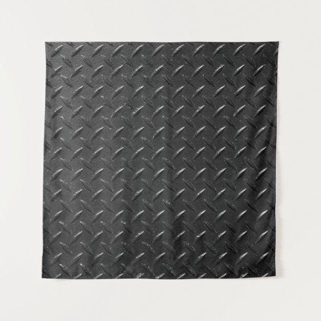 Black steel, fluted metallic texture. tapestry (Front)