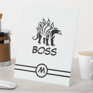 Black Stegosaurus Spiked  Dinosaur  Pedestal Sign