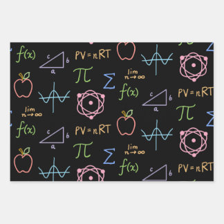 Black STEM Wrapping Paper Flat Sheet Set of 3