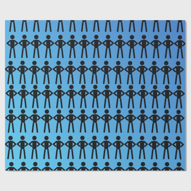 Black Stick Men Wrapping Paper (Flat)