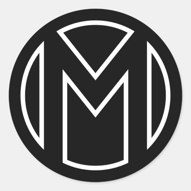 Black Sticker Circle Letter M (Front)