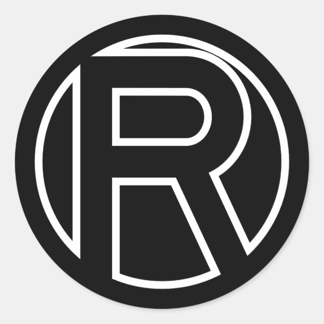 Black Sticker Circle Letter R (Front)