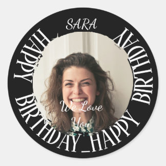 black Sticker for birthday fully customisable