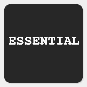 Black Sticker That Says Essential