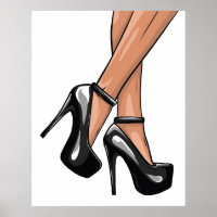Black Stiletto Heels and Legs  Poster