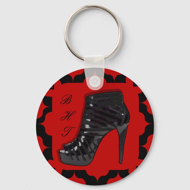 Black Stiletto on Red Key Ring (Front)