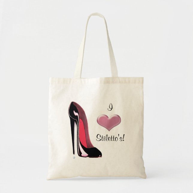 Black Stiletto Shoe Art Tote Bag (Front)