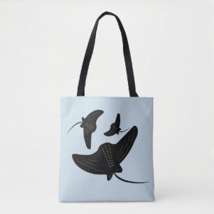 Black Stingray Ink Pattern Tote Bag