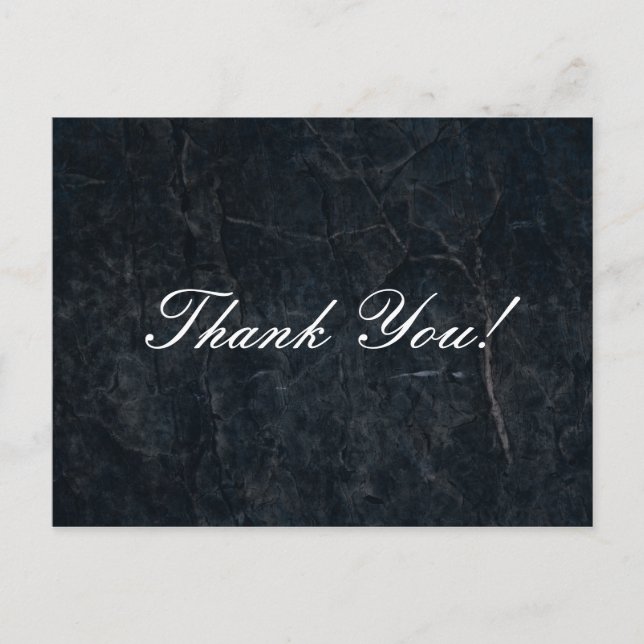 Black Stone Abstract Grunge Texture Thank You Postcard (Front)