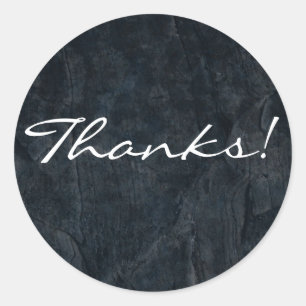 Black Stone Abstract Grunge Texture Thanks Classic Round Sticker
