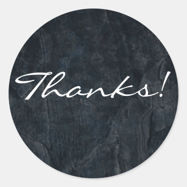 Black Stone Abstract Grunge Texture Thanks Classic Round Sticker (Front)