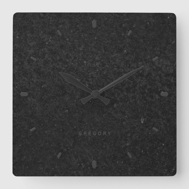 Black Stone Print Texture Background Square Wall Clock (Front)