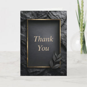 Black Stone with Gold Frame Thank You Card