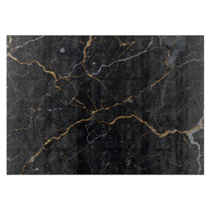 Black Stone with Gold & Silver Veins Cutting Board