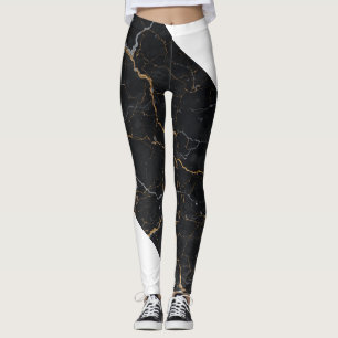 Black Stone with Gold & Silver Veins Leggings