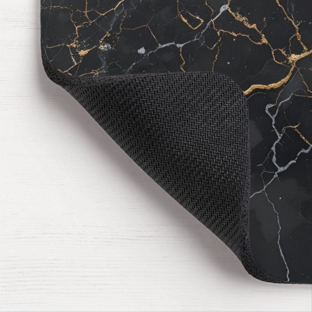 Black Stone with Gold & Silver Veins Mouse Pad (Corner)