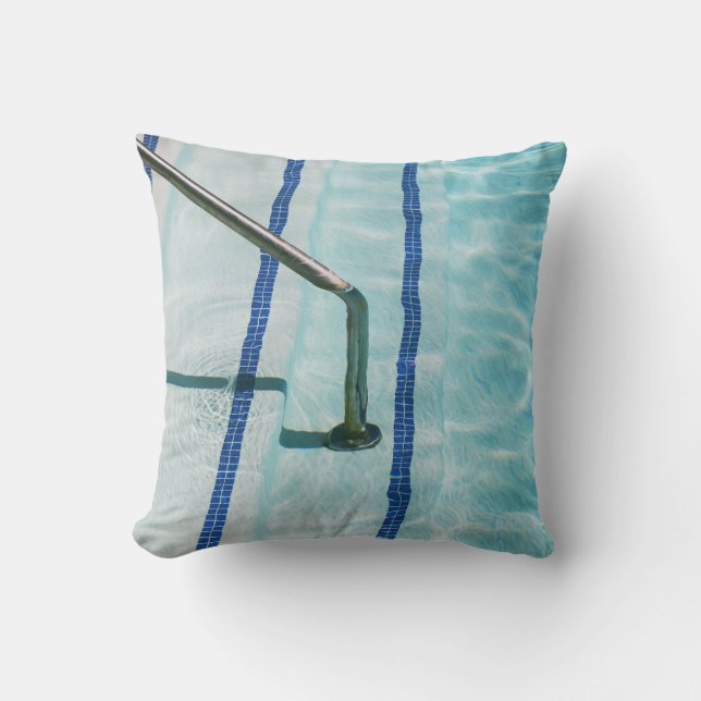 Black strap on blue swimming pool cushion (Front)