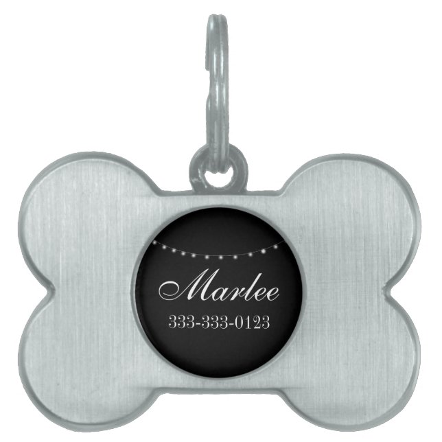 Black String Light Pet Tag (Front)
