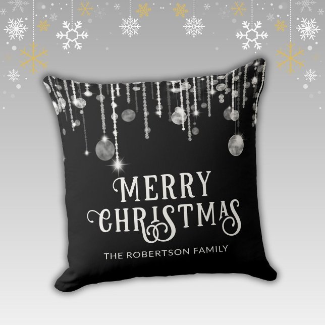 Black String Lights Christmas Cushion (Creator Uploaded)