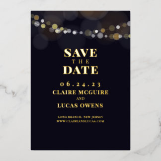 Black String Lights Foil Save the Date