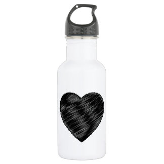 Black Strip Heart 532 Ml Water Bottle