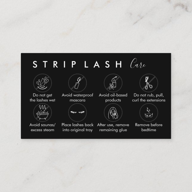 Black Strip Lash Aftercare Business Card (Back)